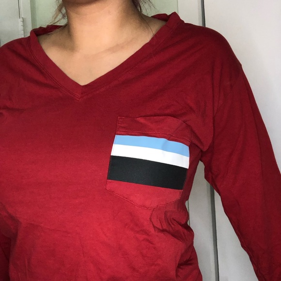 PINK Long-sleeve V-Neck Tee - Picture 6 of 7